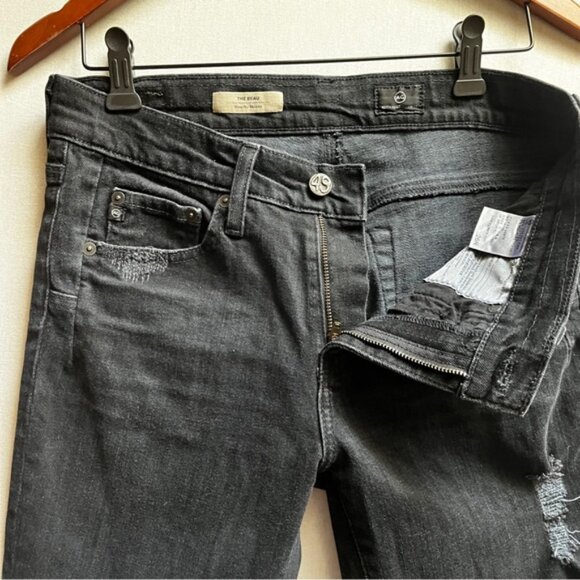 AG Adriano Goldschmied Black Beau Slouchy Distressed Skinny Women's Jeans Sz 26R - Picture 8 of 14